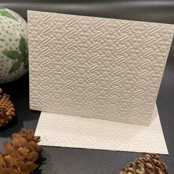 Peppermint Twist Embossed Holiday Cards, White Holiday Cards Set, Handmade Elega - Picture 5 of 6